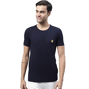 Mack Jonney Men Round Neck Cotton Solid