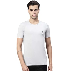 Mack Jonney Men Round Neck Cotton Solid