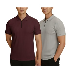 MACK JONNEY Mens Cotton Self Design Polo