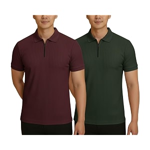 MACK JONNEY Mens Cotton Self Design Polo