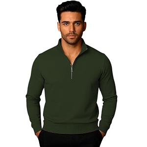 Mack Jonney Mens Fleece Half-Zip High Neck