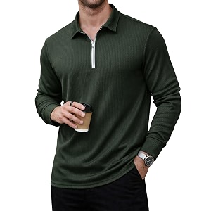 Mack Jonney Mens Premium Ribbed Half-Zip Polo