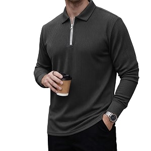 Mack Jonney Mens Premium Ribbed Half-Zip Polo