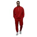 Mack Jonney Solid Half Zipper Track Suit for men | Co-ord Set | Warm Fleece Tracksuit Set | Full Sleeve Sweatshirt