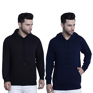 Mack Jonney Solid Hooded Cotton Fleece Sweatshirt