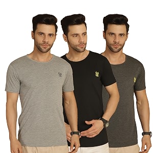 Mack Jonney Solid Round Neck Cotton Half