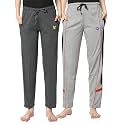 Mack Jonney Women Cotton Blended Regular Fit Track Pants(Pack of 2)-D7__Blk__NVY__02-P