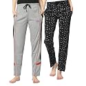 Mack Jonney Women Cotton Blended Regular Fit Track Pants(Pack of 2)-D7__Blk__NVY__02-P
