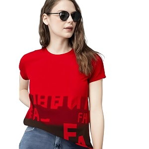 Mack Jonney Women Printed Cotton Rich T