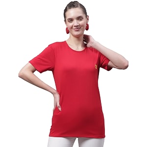Mack Jonney Women Round Neck Cotton Solid
