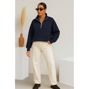Mack Jonney Womens Fleece Half-Zip High Neck