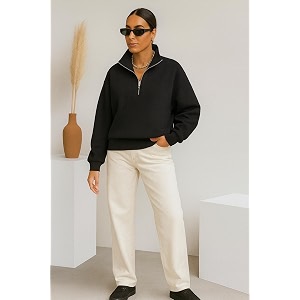 Mack Jonney Womens Fleece Half-Zip High Neck