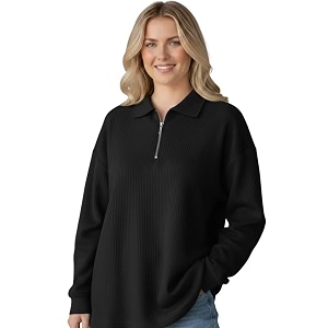 Mack Jonney Womens Ribbed Zip Polo T-Shirt