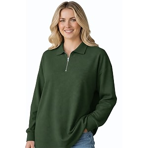 Mack Jonney Womens Ribbed Zip Polo T-Shirt