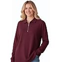 Mack Jonney Womens Ribbed Zip Polo T-Shirt
