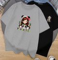 MACKFLIPPY Printed Women Round Neck Black Grey
