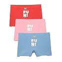 mackly Girls Boxers (Pack of 3) - Cotton Boxer Shorts, Seamless Comfort, Mid Waist Boyshorts Panties