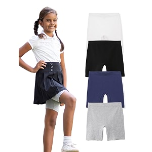mackly girls inner shorts pack of 4  2-in-1 seamless panty shorts with gusset  soft breathable base layer for dresses skirts