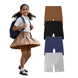 mackly girls inner shorts pack of 4  2-in-1 seamless panty shorts with gusset  soft breathable base layer for dresses skirts
