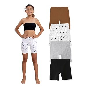 mackly girls inner shorts pack of 4  2-in-1 seamless panty shorts with gusset  soft breathable base layer for dresses skirts