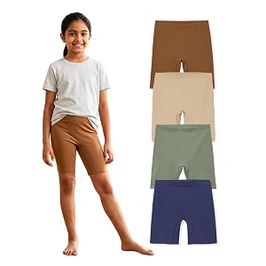 mackly girls inner shorts pack of 4  2-in-1 seamless panty shorts with gusset  soft breathable base layer for dresses skirts