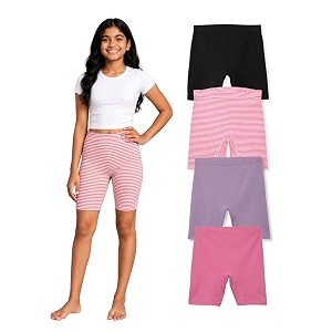 mackly girls inner shorts pack of 4  2-in-1 seamless panty shorts with gusset  soft breathable base layer for dresses skirts