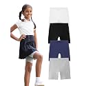 mackly Girls Inner Shorts (Pack of 4) | 2-in-1 Seamless Panty Shorts with Gusset | Soft Breathable Base Layer for Dresses, Skirts