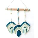 Macrame Kn0ts Boho Macrame Leaf Wall Hangings - Handmade Woven Wall Art - Leaf Yarn Tapestry - Boho Feather Wall Decor for Bedroom Nursery Home Decor