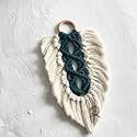 Macrame Kn0ts Handmade Boho Wall Hanging Feather Design – Decorative Leaf Ornament for Bedroom Nursery Living Room Gift Item