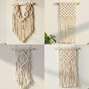 Macrame Kn0ts Set of 4 Small Macrame Wall Hanging, Mini Macrame Mural, Cotton Yarn Wall Hanging, Bedroom Nursery Wall Art Decor, Bohemian Hygge Home Decoration