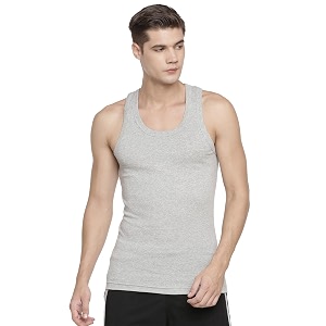 macroman m-series active modern vest for men 100 cotton ribbed fabric with square neckline for multi-purpose wear
