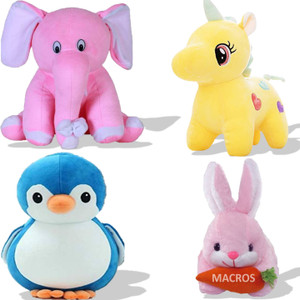 macros rabbit elephant unicorn penguin plush combo for kids gift  decoration teddy bear  - 25 cm