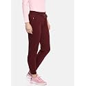 Macrowoman W-Series Active Plain Pants for Women in Cotton Rich Fabric, Low Waist Trousers with Front Pockets for Gym, Yoga &amp; Leisure