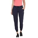 Macrowoman W-Series Active Plain Pants for Women in Cotton Rich Fabric, Low Waist Trousers with Front Pockets for Gym, Yoga &amp; Leisure