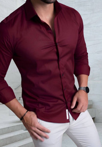 MACSAM Clothings Men Solid Formal Maroon Shirt