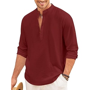 macsivo men39s cotton blend henley short kurta with mandarin collar long sleeeve button closure curved hem regular fit  kurta for men stylish