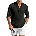 Macsivo Men's Cotton Blend Solid Short Kurta with Mandarin Collared Full Sleeve Drawstring Stylish Straight Length | Kurta for Men Stylish
