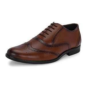 MACTREE Mens Genuine Leather Brogue Lace Up