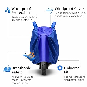 bike cover compatible with hero vx 110cc  durable lightweight fabric  uv protection  dustproof  mirror protection  windproof lock belt