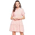 Madame Printed Peach Dress for Women