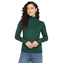 Madame Women Solid Bottle Green Sweater