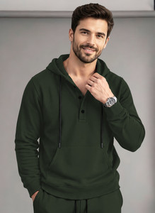 MADBROS Men Full Sleeve Solid Hooded Sweatshirt