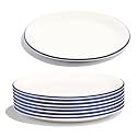 Made In Cookware - Appetizer Plates Set of 8 - White With Navy Rim
