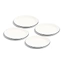 Made In Cookware - Set of 4 - Appetizer Plates - White With Navy Rim - Porcelain - Crafted in England