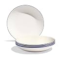 Made In Cookware - Set of 4 - Entrée Bowls - White With Navy Rim - Porcelain - Crafted in England