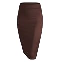 Made By Johnny Women's Premium Scuba Stretch High Waist Pencil Skirt Below Knee for Office Wear