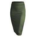 Made By Johnny Women's Premium Scuba Stretch High Waist Pencil Skirt Below Knee for Office Wear