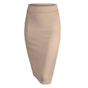 Made By Johnny Women's Premium Scuba Stretch High Waist Pencil Skirt Below Knee for Office Wear