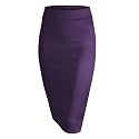 Made By Johnny Women's Premium Scuba Stretch High Waist Pencil Skirt Below Knee for Office Wear