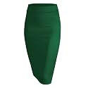 Made By Johnny Women's Premium Scuba Stretch High Waist Pencil Skirt Below Knee for Office Wear